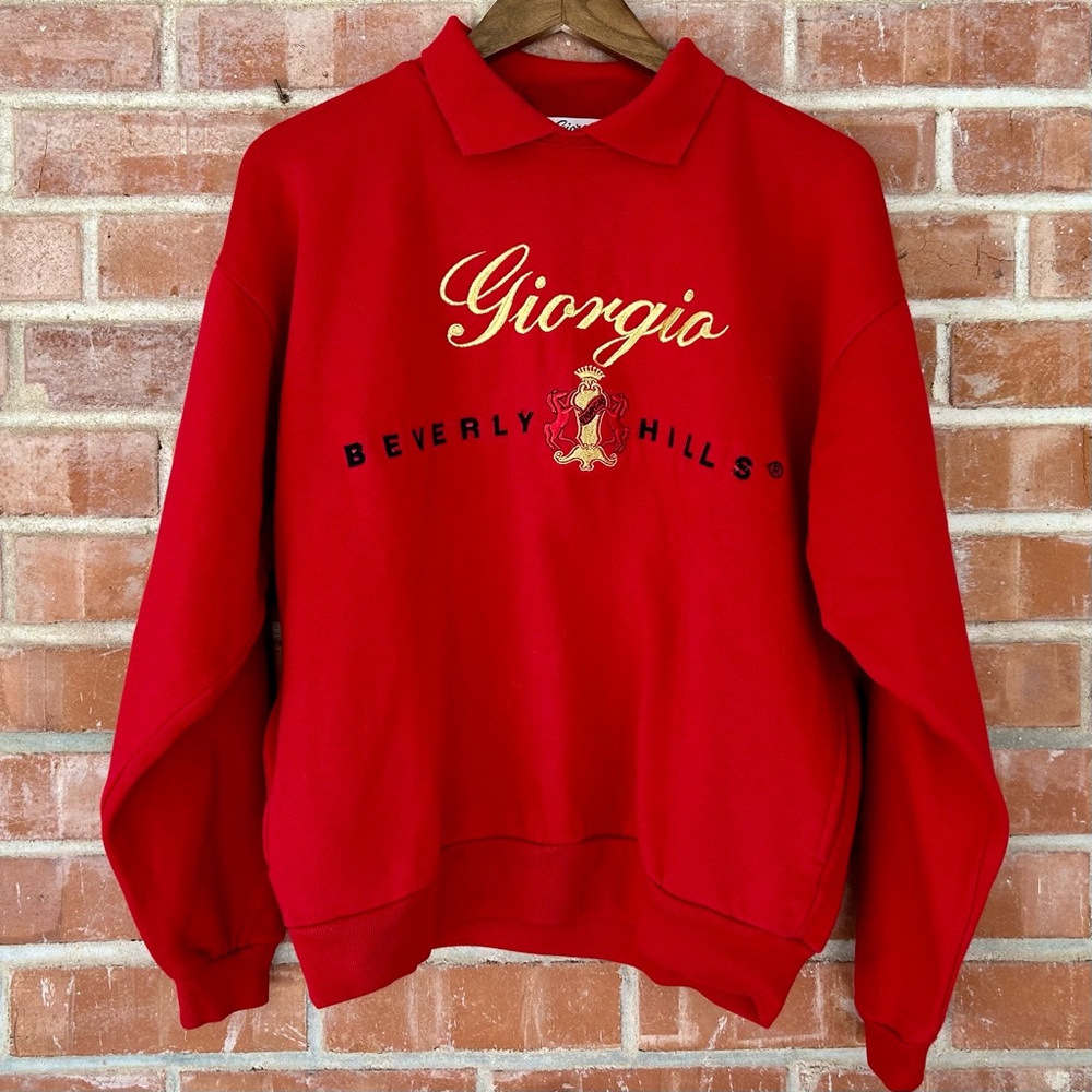 80s-90s Vintage Giorgio Beverly Hills Red Crewneck Sweater